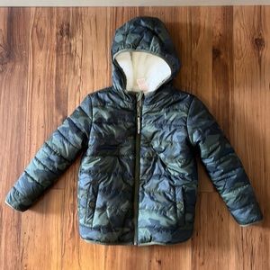Cat & Jack 5T warm Sherpa lined puffer jacket hoodie
